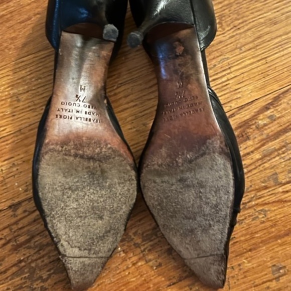 Isabella Fiore Black Leather Shoes Made in Italy Size 7 1/2 - Picture 5 of 5